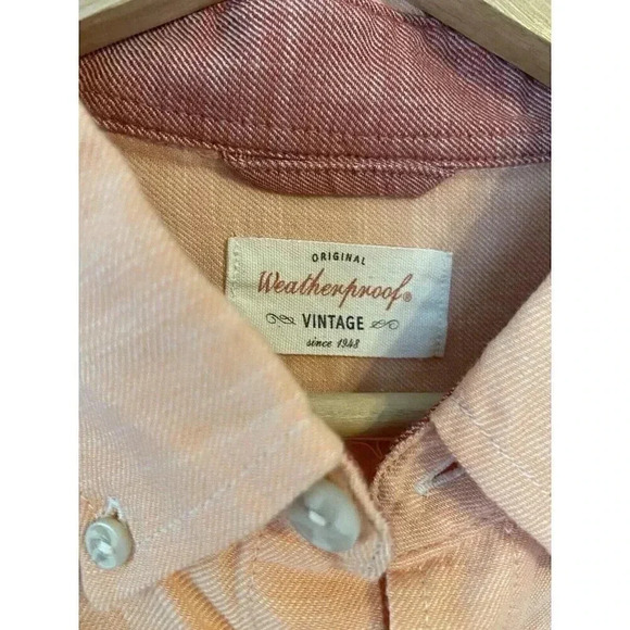 NWT $60 WEATHERPROOF VINTAGE -Short Sleeve Button-Up Peach Shirt Size Medium M - - Picture 3 of 8